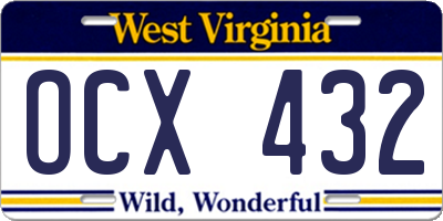 WV license plate OCX432