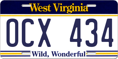 WV license plate OCX434