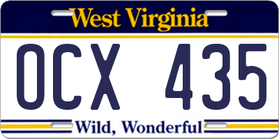 WV license plate OCX435