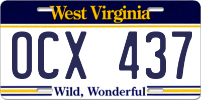 WV license plate OCX437