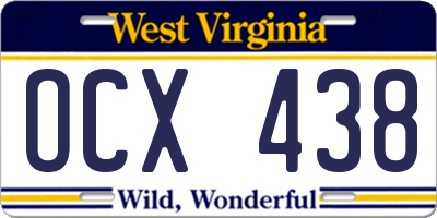 WV license plate OCX438