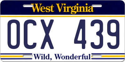 WV license plate OCX439