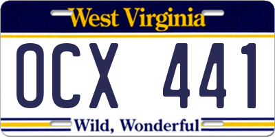 WV license plate OCX441
