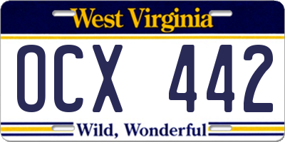WV license plate OCX442