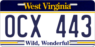 WV license plate OCX443