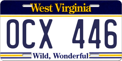 WV license plate OCX446