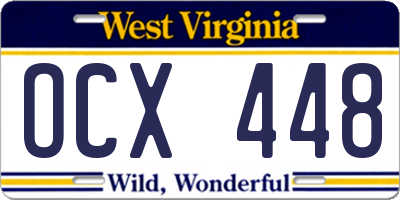 WV license plate OCX448