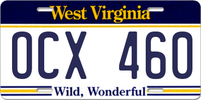 WV license plate OCX460