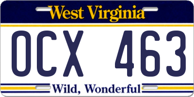 WV license plate OCX463