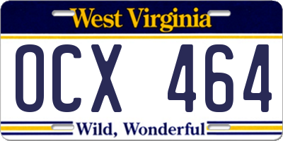 WV license plate OCX464