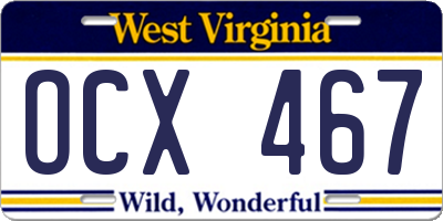 WV license plate OCX467