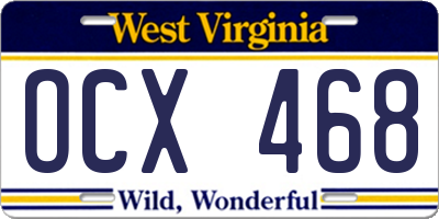 WV license plate OCX468