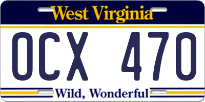 WV license plate OCX470