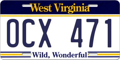 WV license plate OCX471