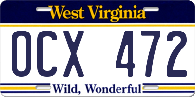 WV license plate OCX472