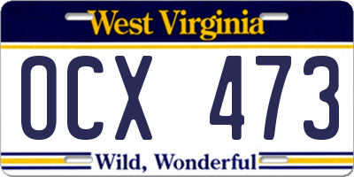 WV license plate OCX473