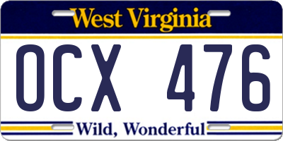 WV license plate OCX476