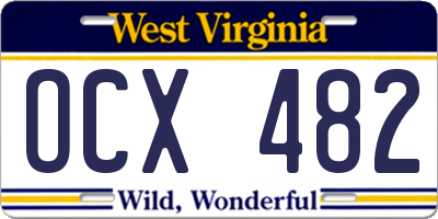 WV license plate OCX482