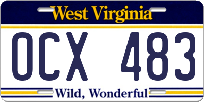 WV license plate OCX483