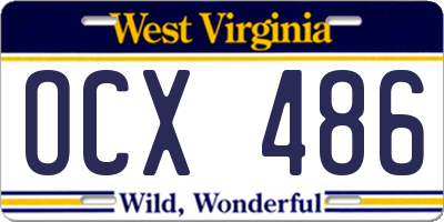 WV license plate OCX486