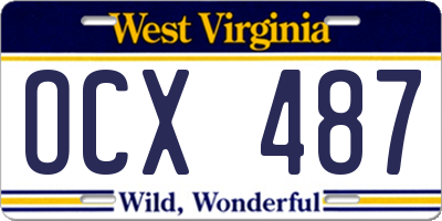 WV license plate OCX487
