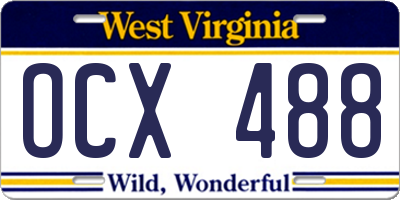 WV license plate OCX488