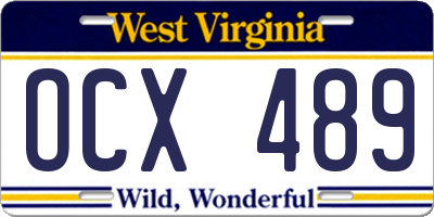 WV license plate OCX489