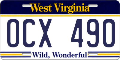 WV license plate OCX490