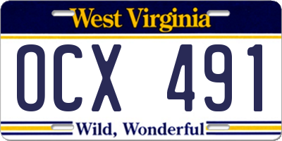 WV license plate OCX491