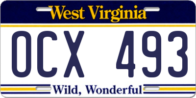 WV license plate OCX493