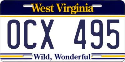 WV license plate OCX495
