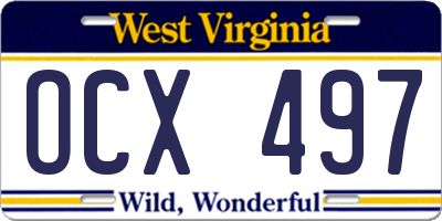 WV license plate OCX497