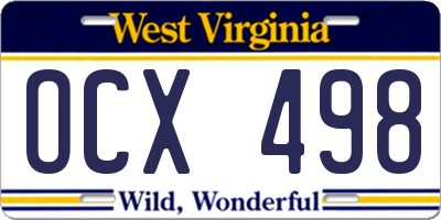 WV license plate OCX498