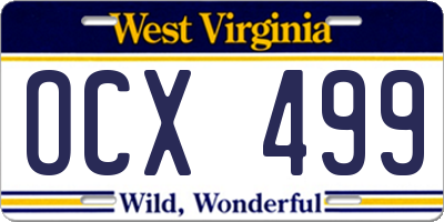 WV license plate OCX499