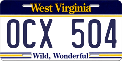 WV license plate OCX504