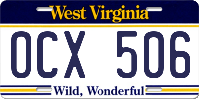 WV license plate OCX506