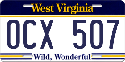 WV license plate OCX507