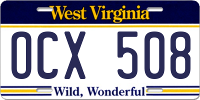 WV license plate OCX508