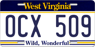 WV license plate OCX509