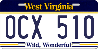 WV license plate OCX510