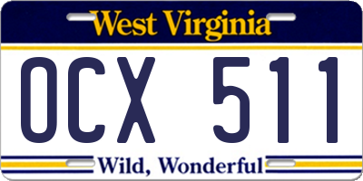 WV license plate OCX511