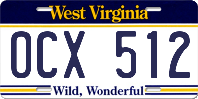 WV license plate OCX512