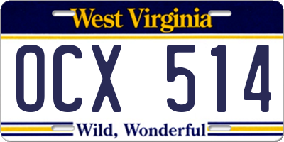 WV license plate OCX514
