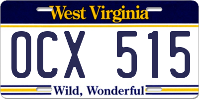 WV license plate OCX515