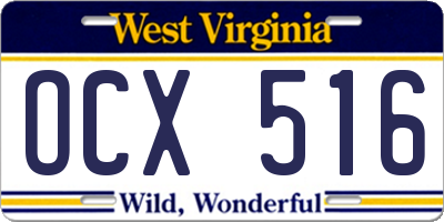 WV license plate OCX516