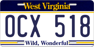 WV license plate OCX518
