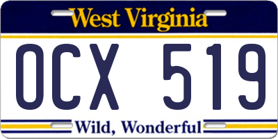 WV license plate OCX519