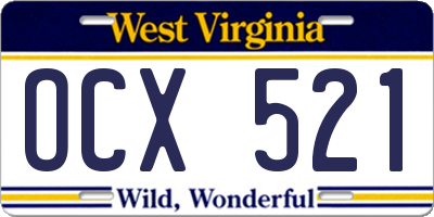 WV license plate OCX521