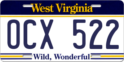 WV license plate OCX522