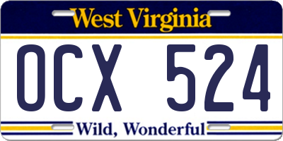 WV license plate OCX524